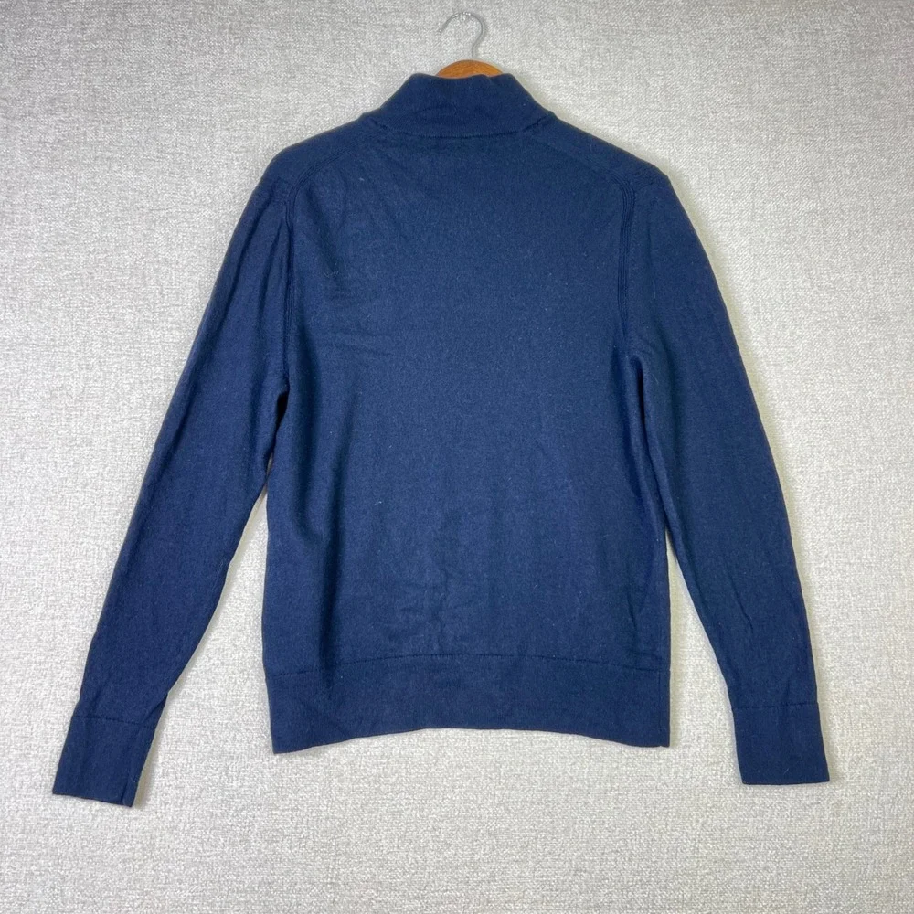 Banana Republic Mens Navy Blue 100% Extra Fine Merino Wool Quarter Zip Sweater L